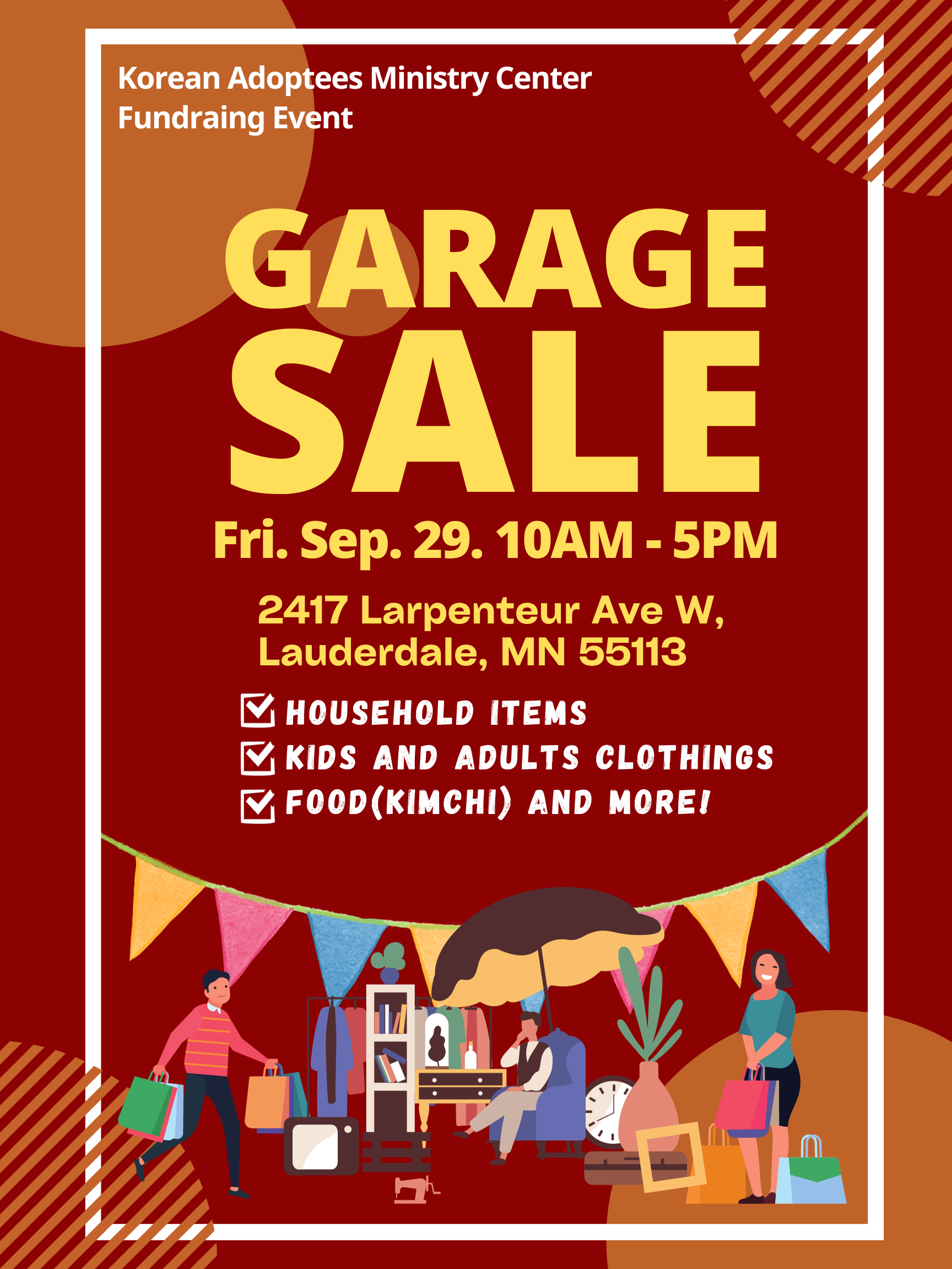 Notice [KAM Center] Garage Sale 공지, 9월 29일 (금) 오전 10시 오후 5시